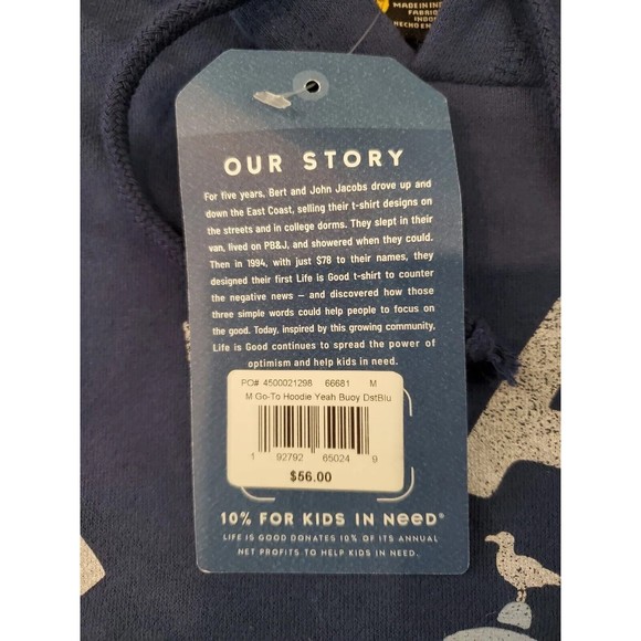 Life Is Good Yeah Buoy Hoodie Sweatshirt Soft Cotton Mens Sz M Navy Blue NEW NWT - Picture 14 of 14
